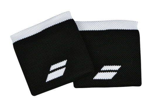 Babolat opaska na nadgarstek z logo czarna/biała - 2 sztuki